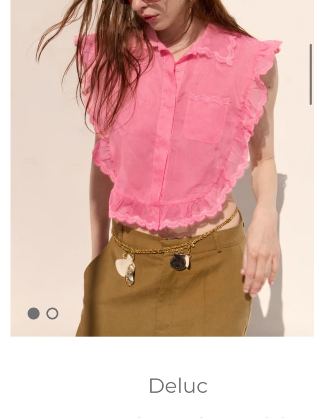 Deluc Bubble Gum Pink Sleeveless Lace-Trim Blouse
